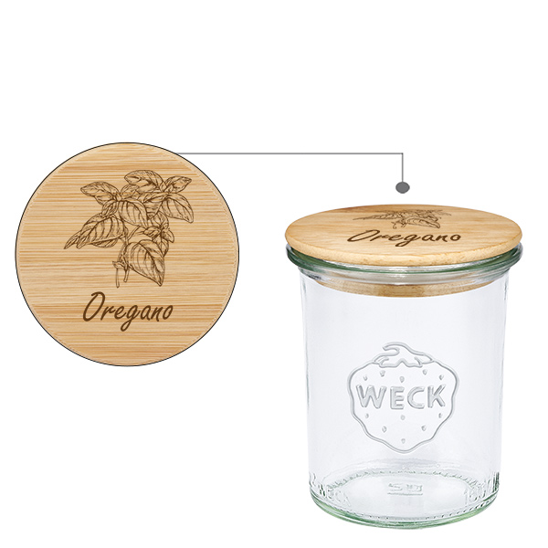 Houten dekselset "Oregano" met WECK weckpot 160ml Houten dekselset "Oregano" met WECK weckpot 160ml