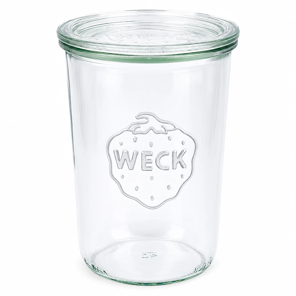 WECK RR100 glazen pot van 850 ml met glazen deksel WECK beker 850ml met glazen deksel RR100 inmaakpot transparant met WECK logo voor inmaak