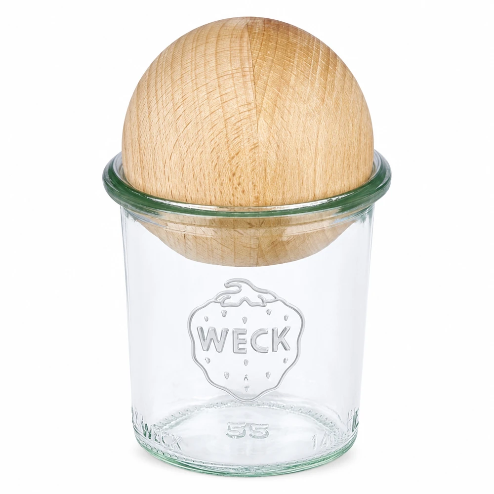 140ml stortglas WECK RR60 met houten bal WECK 140ml RR60 mason jar met houten beukenhouten deksel voor bewaren en conserveren