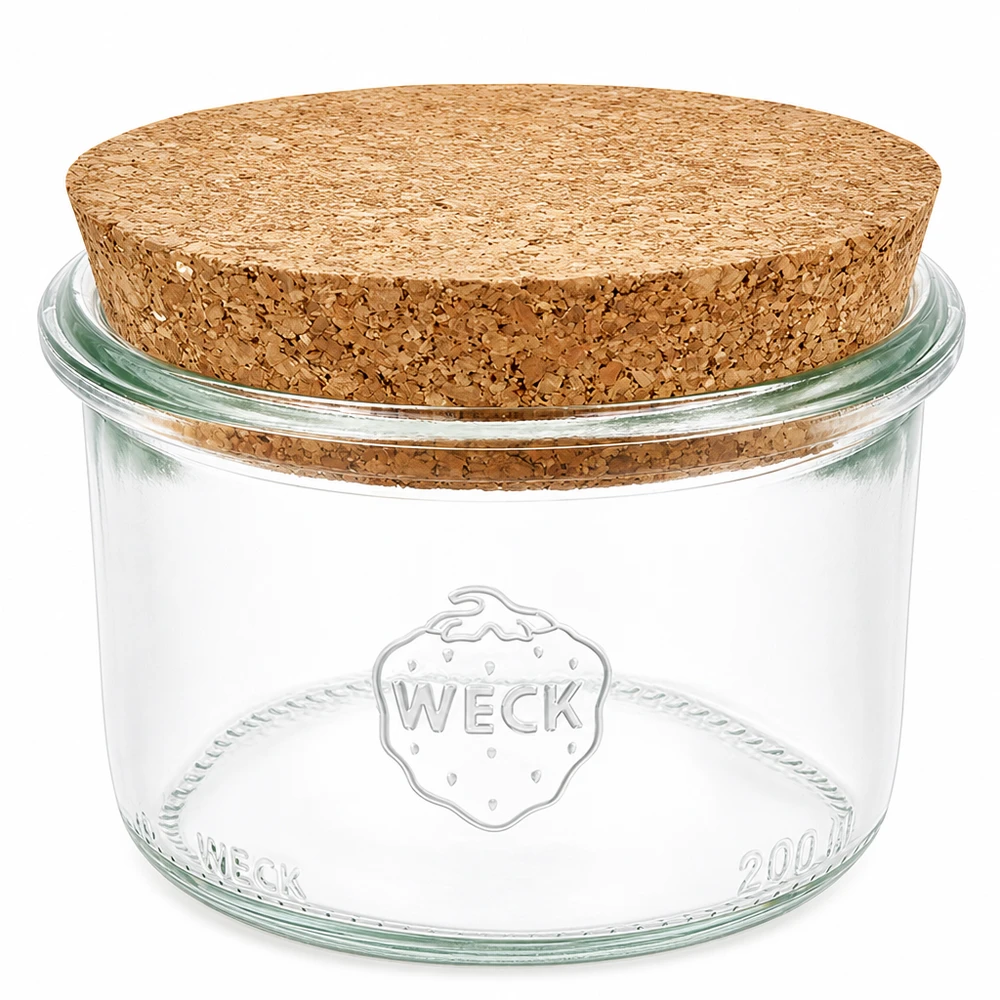 WECK tuimelpot 200ml RR80 met natuurlijke kurkstop transparante inmaakpot voorraadpot