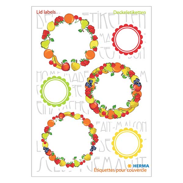 Deksel etiketten "Fruit" (18 stickers) ø24/43mm Deksel etiketten "Fruit" (18 stickers) ø24/43mm