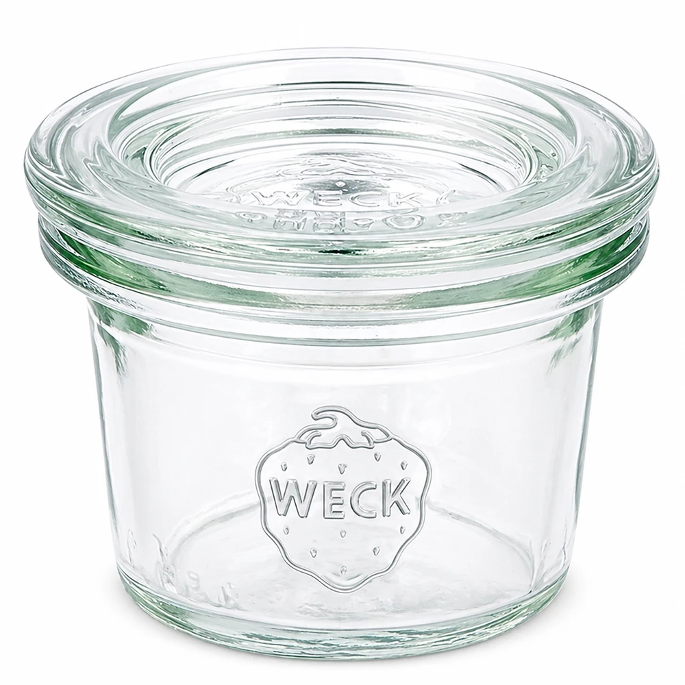 35ml stortglas met glazen deksel WECK RR40 35ml WECK RR40 beker met transparant glazen deksel voor jam en conserven