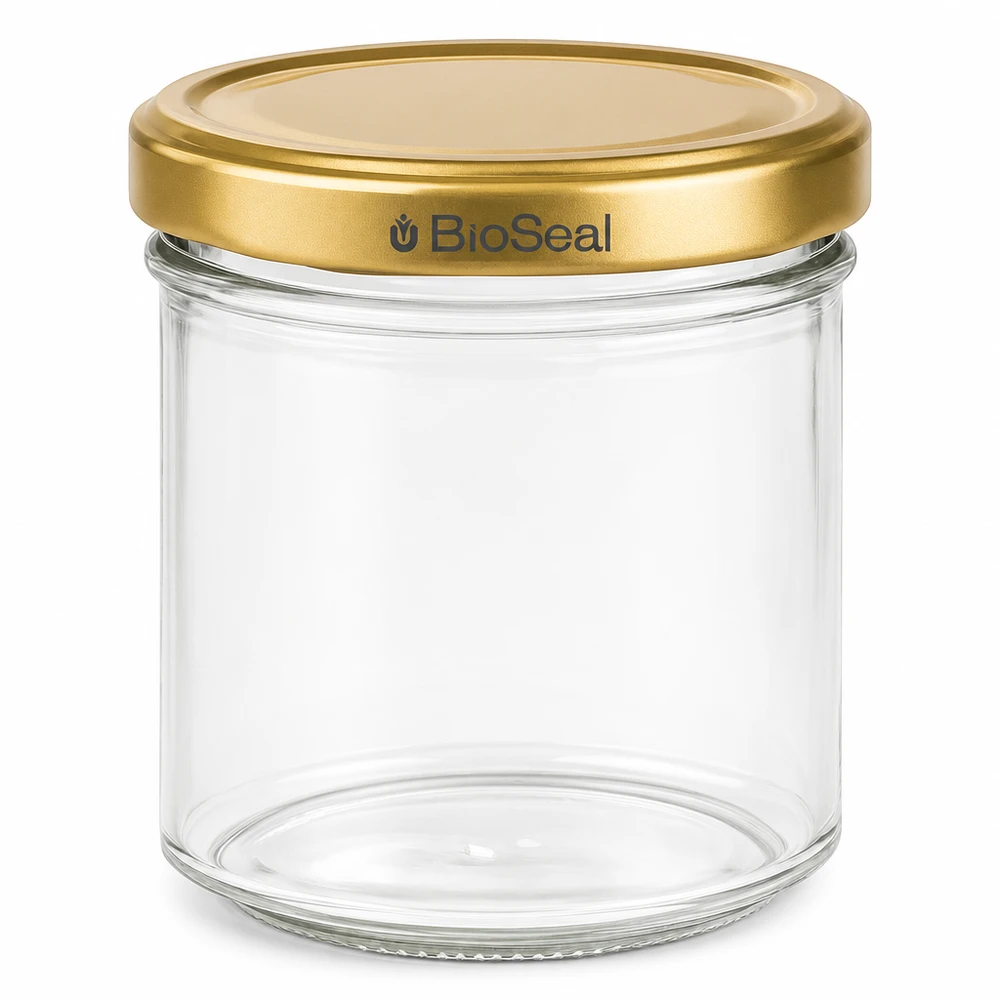 Honingpot 200 g met gouden BioSeal UNiTWIST-deksel 200g honingpot leeg met gouden schroefdeksel BioSeal transparante glazen pot voor honingjam