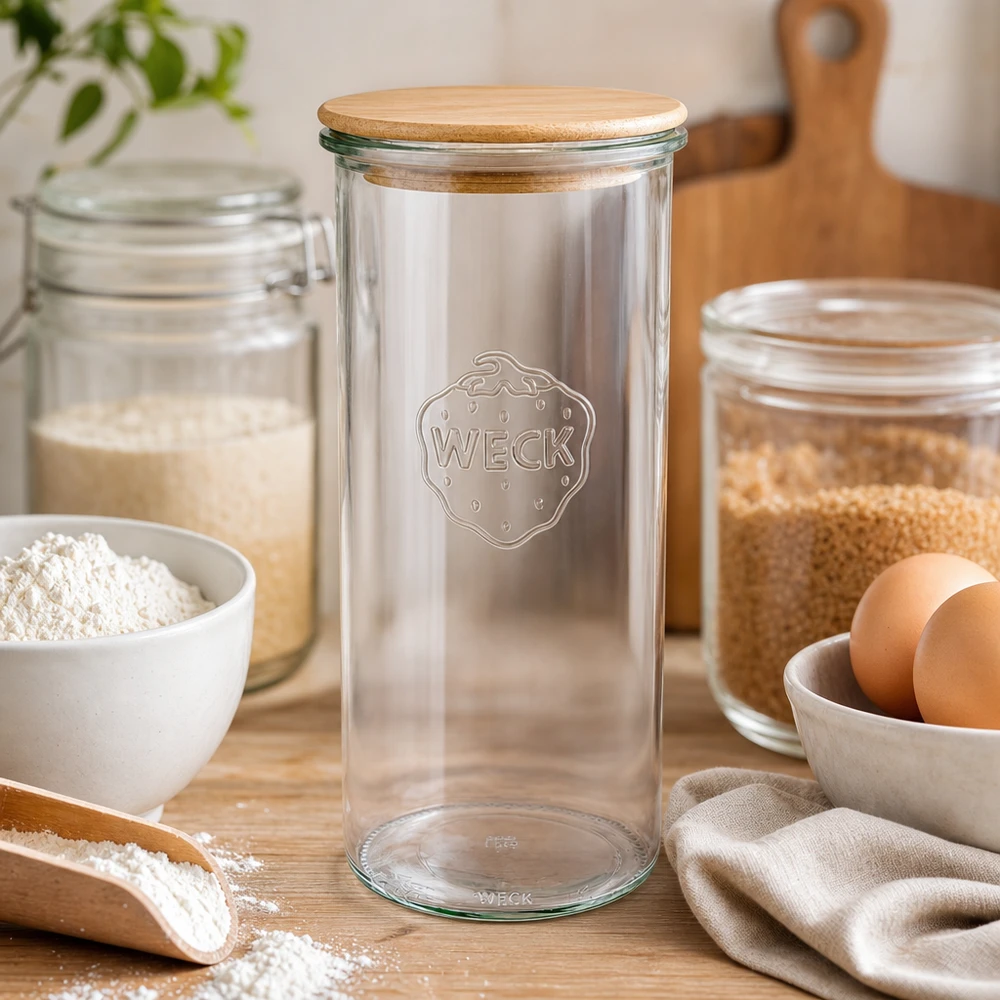 WECK RR100 1500ml metselpot met houten deksel voor meelgranen bakken keuken decoratie Scandinavische stijl