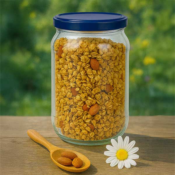 1062ml rond glas met BasicSeal deksel blauw UNiTWIST