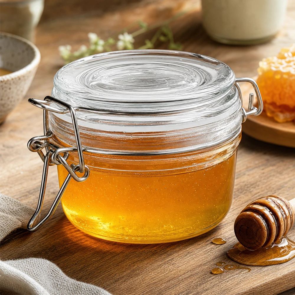 Hoogwaardige 100 ml pot met draaidop van dik glas voor langdurig bewaren in de keuken