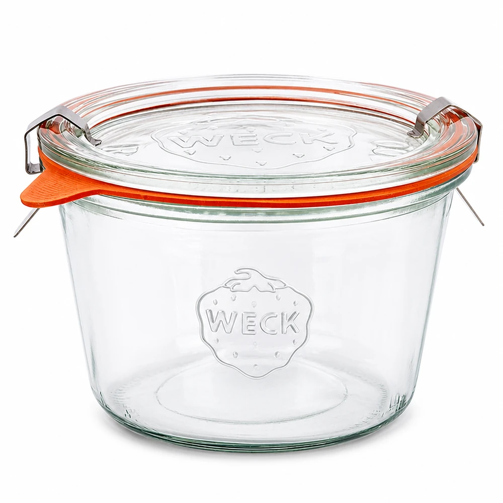 370ml stortglas compleet WECK RR100 WECK tuimelschalen 370ml RR100 met glazen deksel en oranje rubberen ring complete set voor conserveren en inblikken