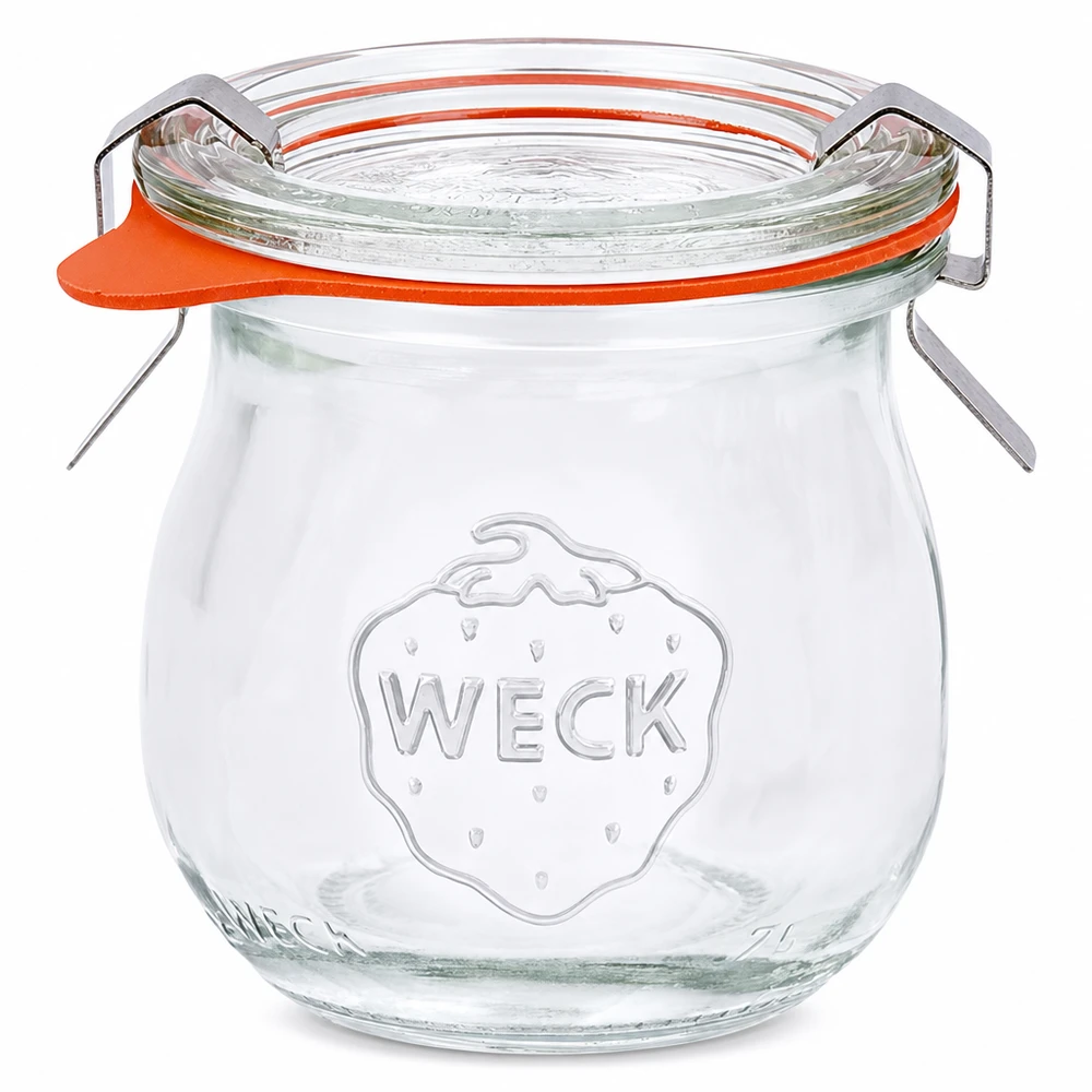 75ml tulpenglas compleet WECK RR40 WECK tulpenpot 75ml RR40 met glazen deksel en oranje rubberen ring Bewaar- en voorraadpot