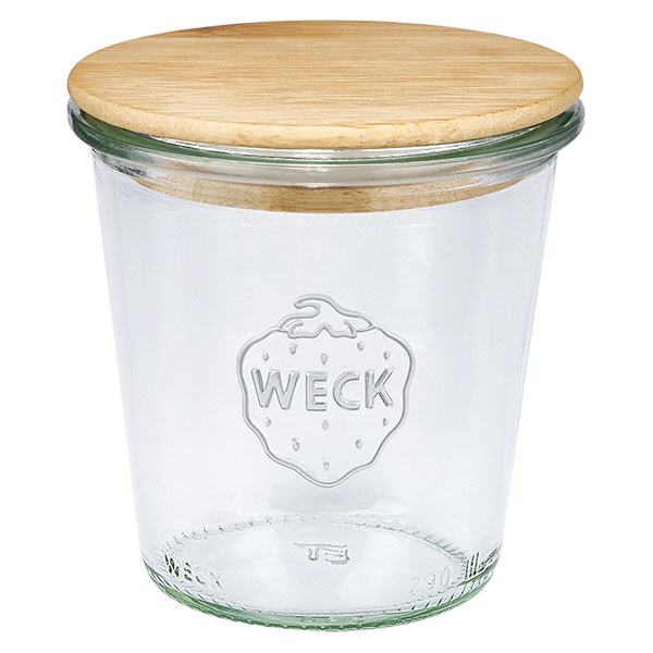 290ml stortglas hoge WECK RR80 met hout deksel