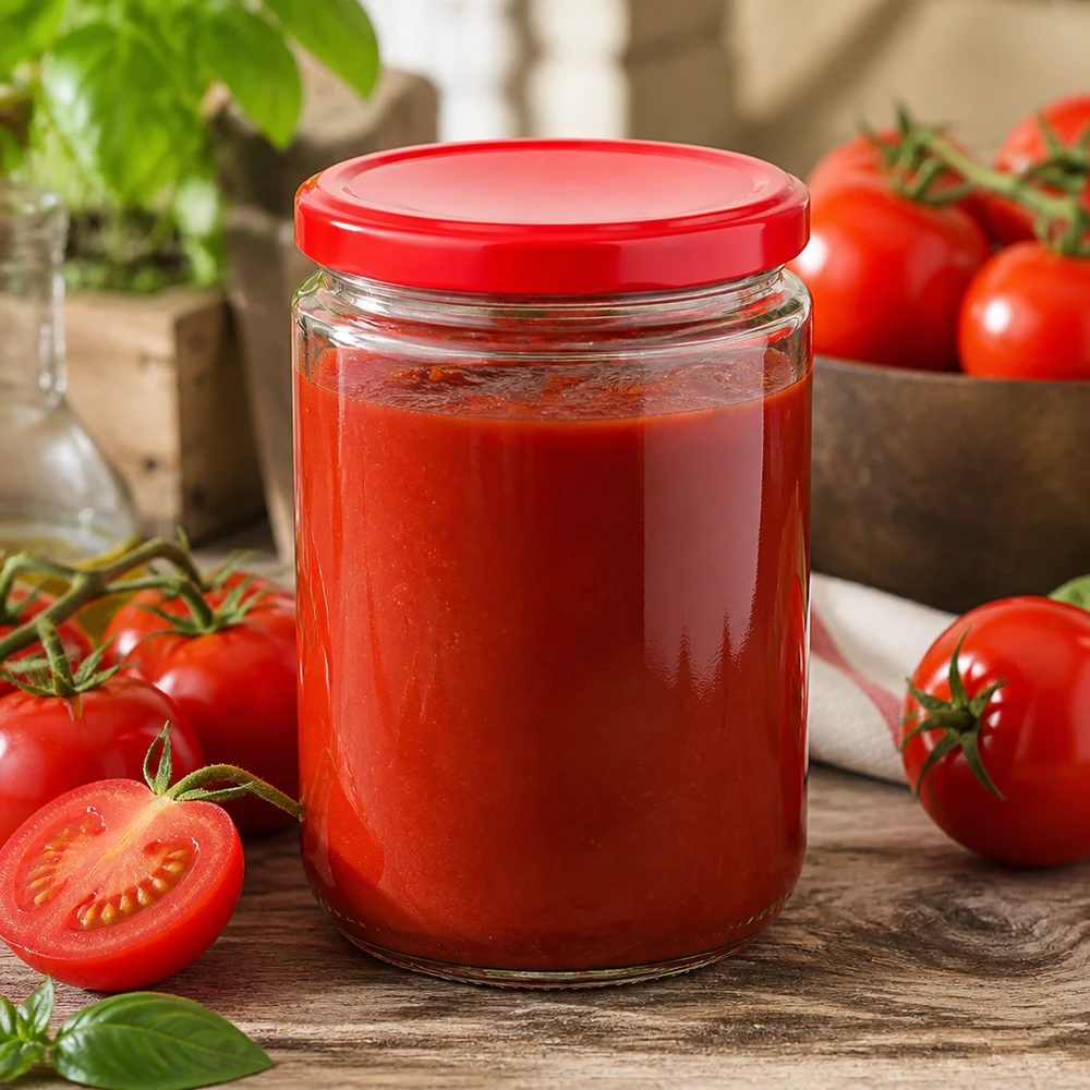 UNiTWIST voorraadpot van 490 ml met BasicSeal-deksel (rood), geschikt voor het inmaken van groenten en sauzen