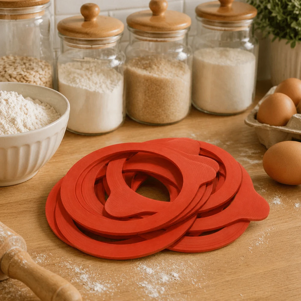 Inmaakring RR80 natuurrubber oranje stapelbare afdichtringen Keuken houten tafel Inmaakaccessoires Bakgerei