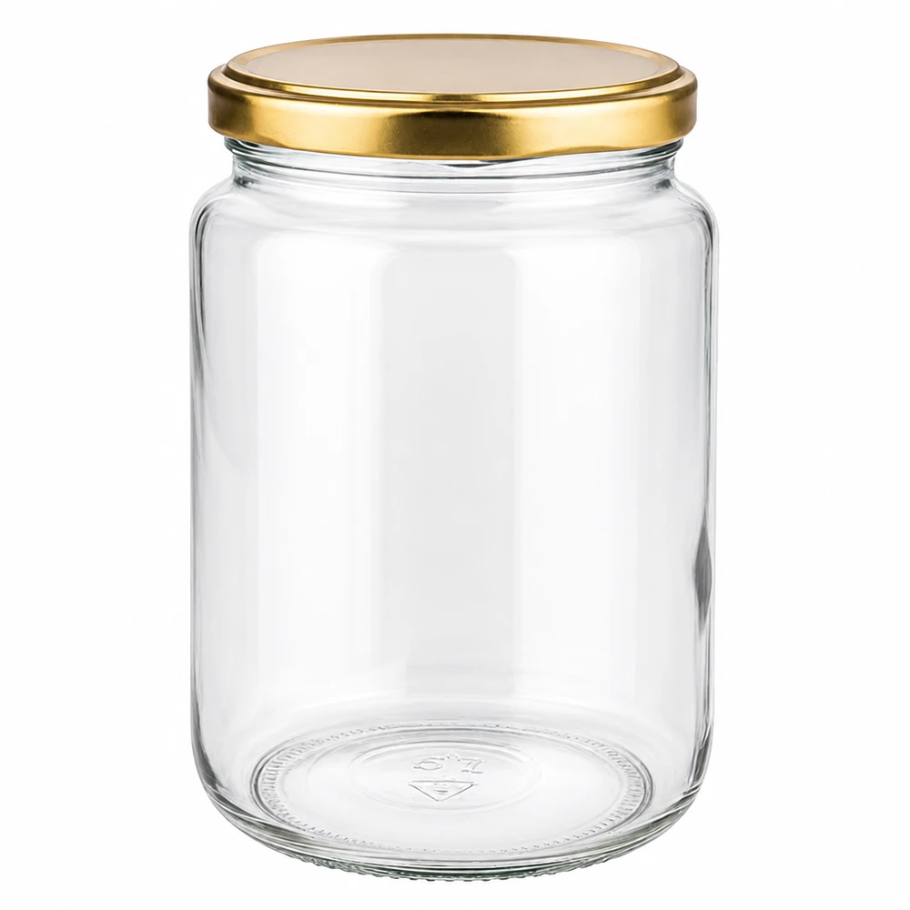 795ml rond glas met BasicSeal deksel goud UNiTWIST 795ml ronde pot met gouden BasicSeal UNiTWIST deksel - lege inmaakpot van helder glas voor conservering