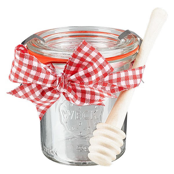 WECK stortglas 140ml compleet met honinglepel en strikje