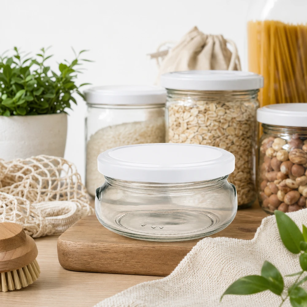 120ml terrine met BasicSeal deksel wit UNiTWIST Leeg 120ml terrine potje met wit deksel in duurzame zero-waste keuken met voorraadpotten en eco-producten
