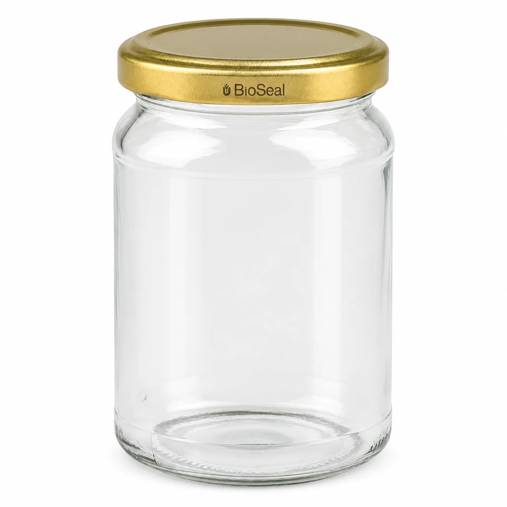 205ml rond glas met BioSeal deksel goud UNiTWIST UNiTWIST Runda205 inmaakpot met gouden TO58 BioSeal deksel lege ronde glazen pot voor conservering