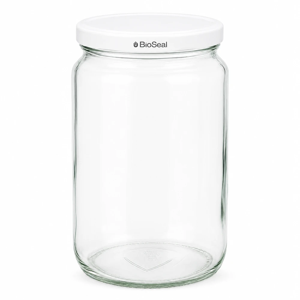795ml rond glas met BioSeal deksel wit UNiTWIST UNiTWIST Runda795 inmaakpot met wit TO82 BioSeal deksel - heldere glazen pot voor het bewaren van levensmiddelen