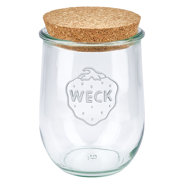 1062ml tulpenglas WECK RR100 met kurk WECK tulpenpot 1062ml RR100 met natuurlijk kurkdeksel inmaakpot voorraadpot transparant