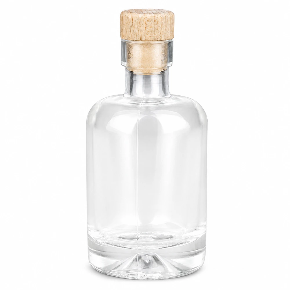 50 ml glazen fles Amelie met houten handgreep UNiTWIST 50ml glazen fles Amelie met houten handvat kurk UNiTWIST leeg transparant voor sterke dranken en oliën