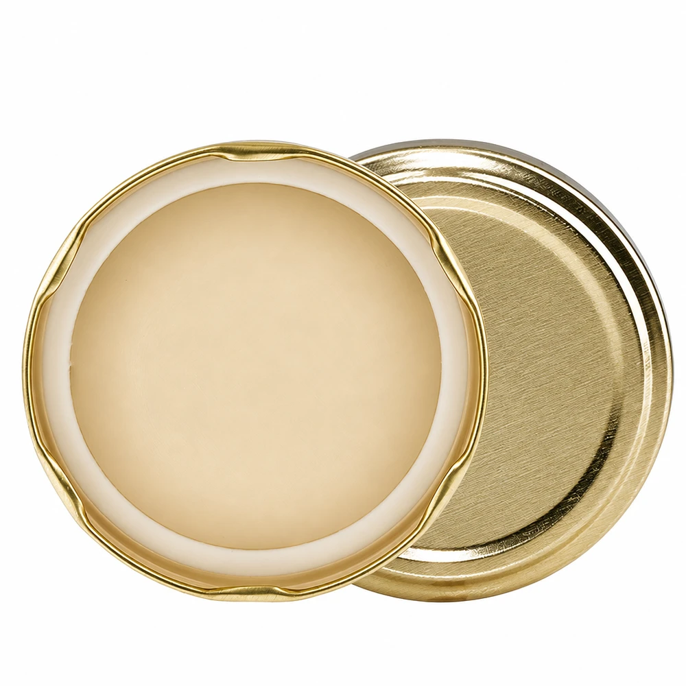 Goldener BioSeal Deckel für 230ml Zylinderglas Nahaufnahme Verschluss Detail Qualität Verarbeitung