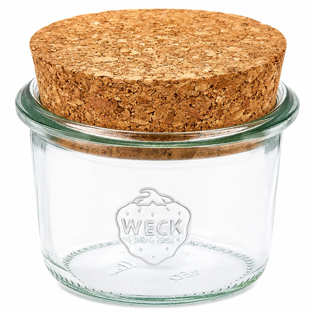 WECK mason jar 80ml RR60 met natuurlijk kurkdeksel Inmaakpot van helder glas