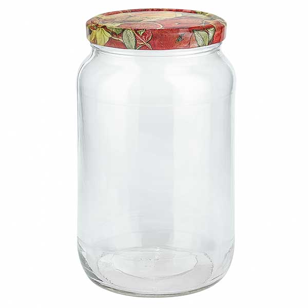 1062ml rond glas met BasicSeal deksel Fruit decor UNiTWIST