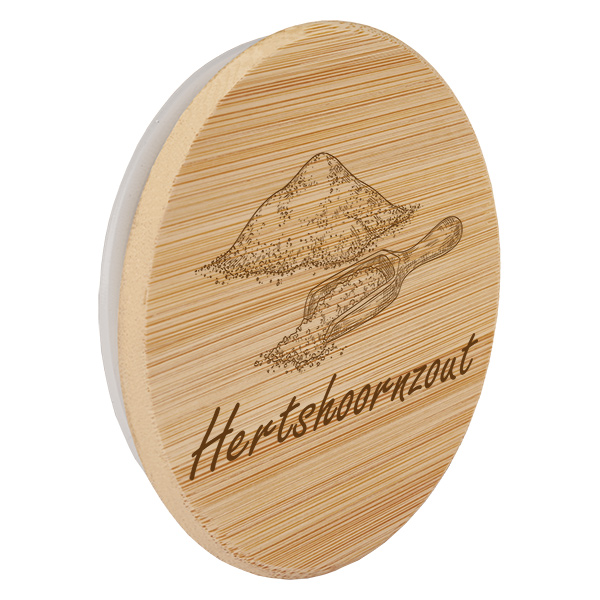 Houten deksel "Hertshoornzout" voor WECK RR60 Houten deksel "Hertshoornzout" voor WECK RR60