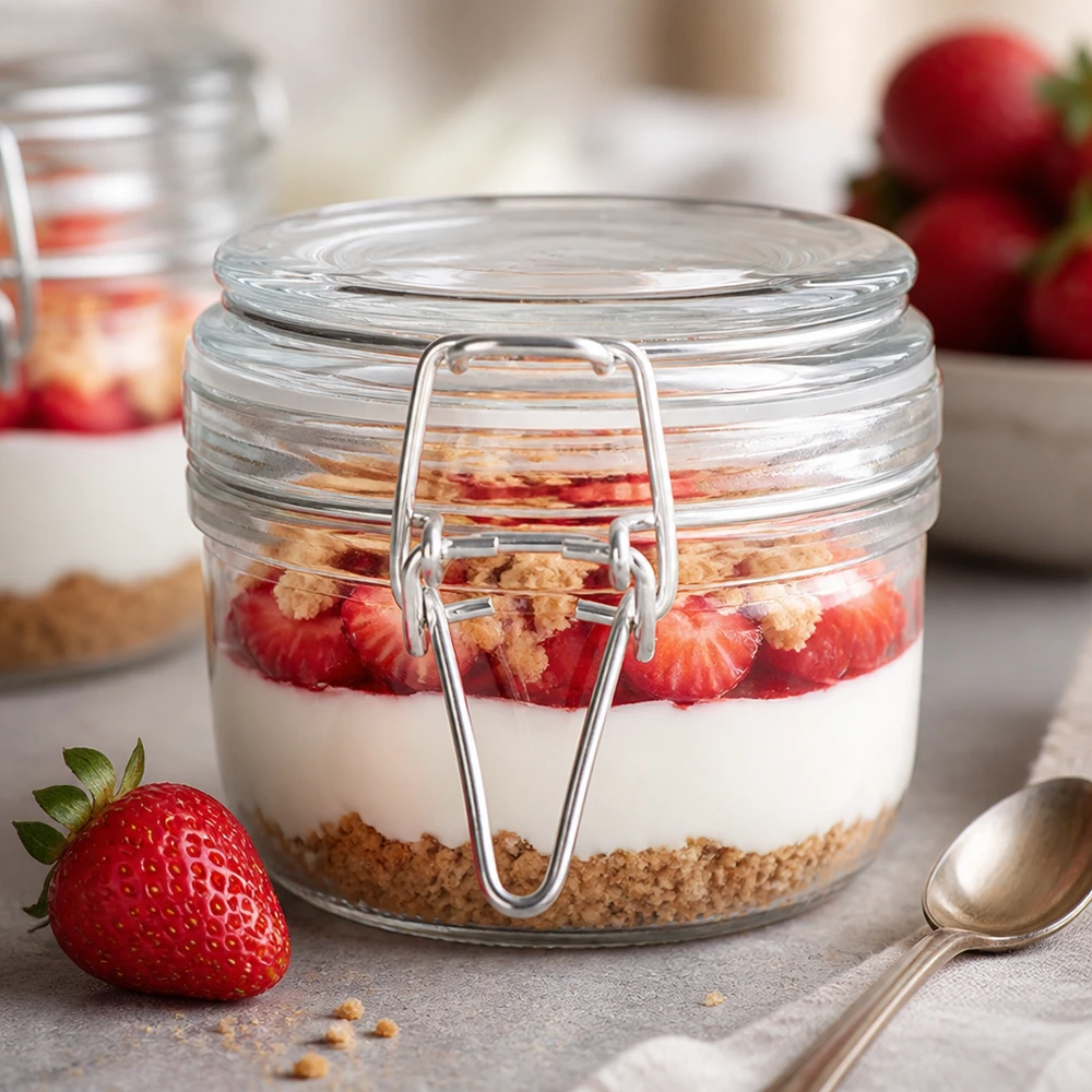 Ronde voorraadpot van 200 ml met draaidop, perfect voor zelfgemaakte desserts en yoghurt