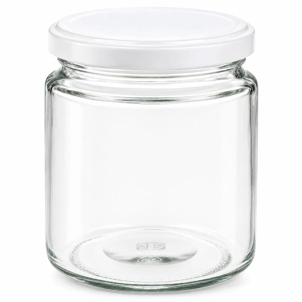Honingpot 350 g met witte BasicSeal UNiTWIST-deksel 250 ml honingpot met wit BasicSeal deksel UNiTWIST, lege glazen pot voor honing en jam
