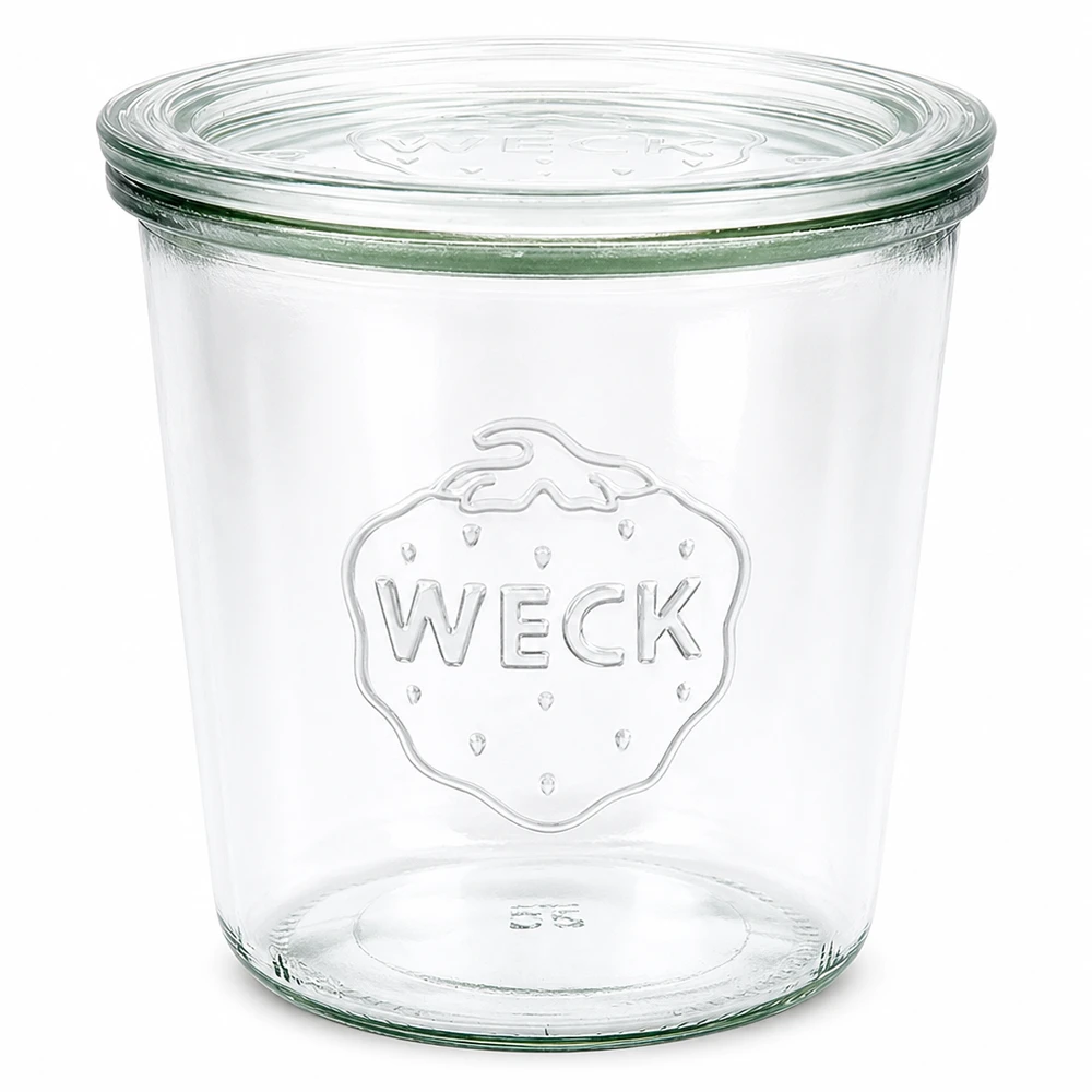 WECK RR100 glazen pot van 580 ml met glazen deksel WECK 580 ml weckpot met glazen deksel RR100 Transparante weckpot voor conserveren en bewaren