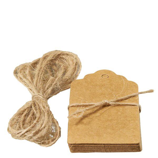 Hanger 30 x 50 mm met koord (pakket(ten) van 10 stuks) Bruine papieren labels 30x50mm met natuurlijk vezelkoord, 10 stuks voor cadeauverpakking en knutselen