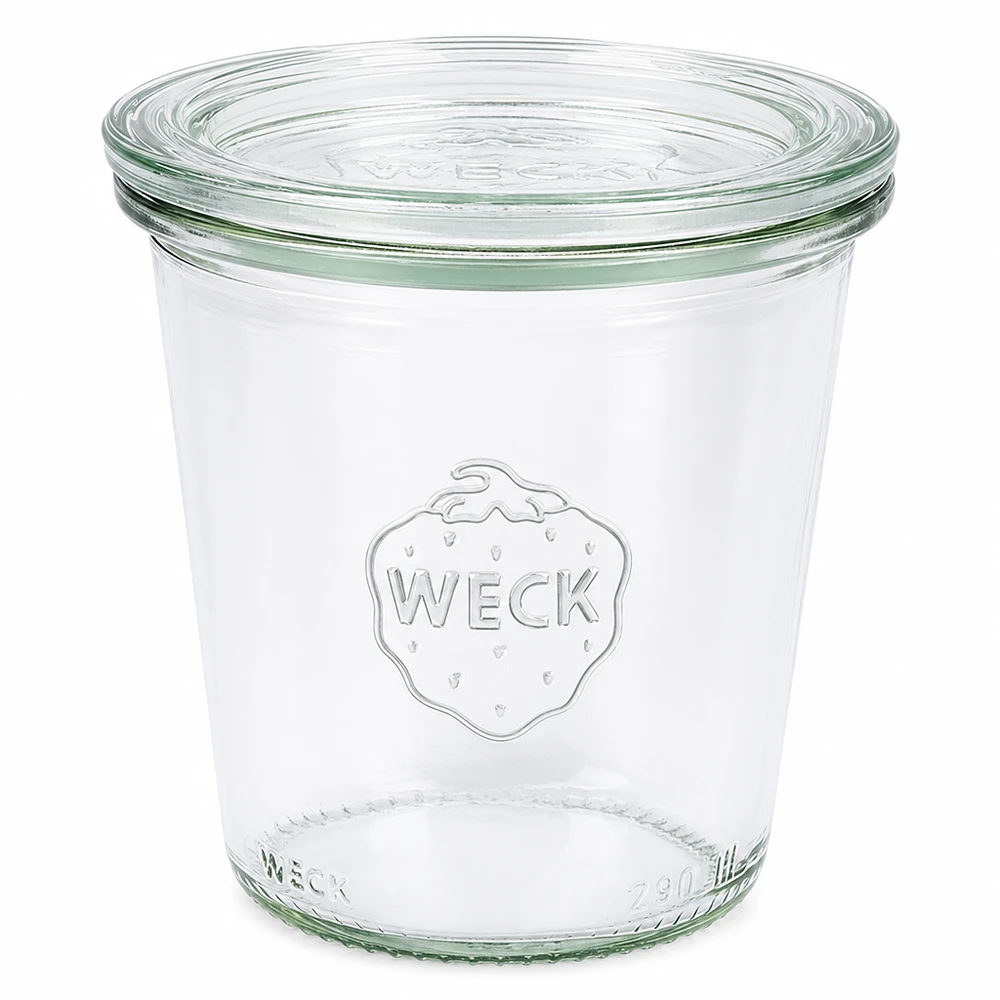 WECK beker 290ml hoog met glazen deksel RR80 inmaakpot transparant voor conserveren en bewaren