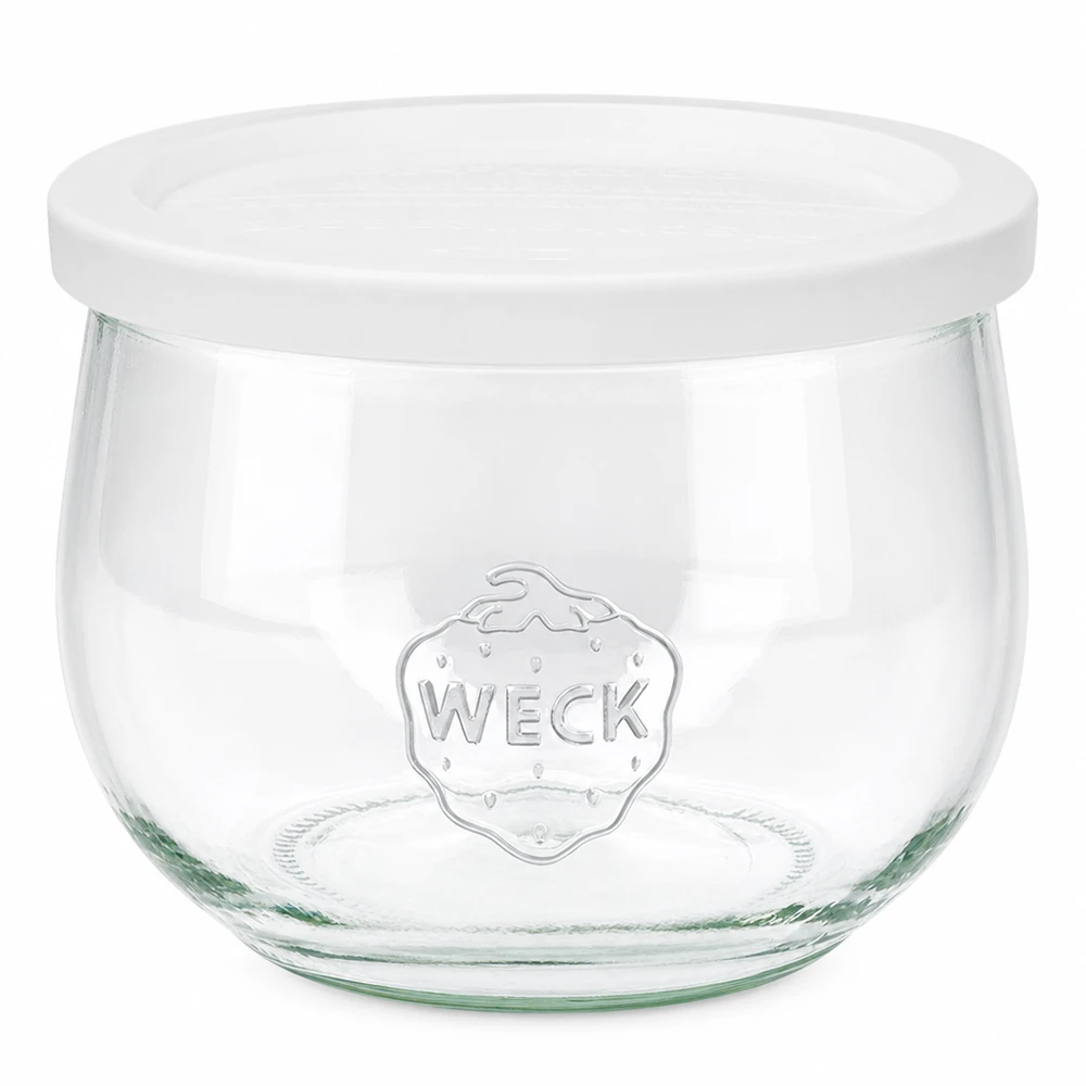 WECK tulpenpot 580ml met wit vershouddeksel RR100 inmaakpot transparant met WECK logo