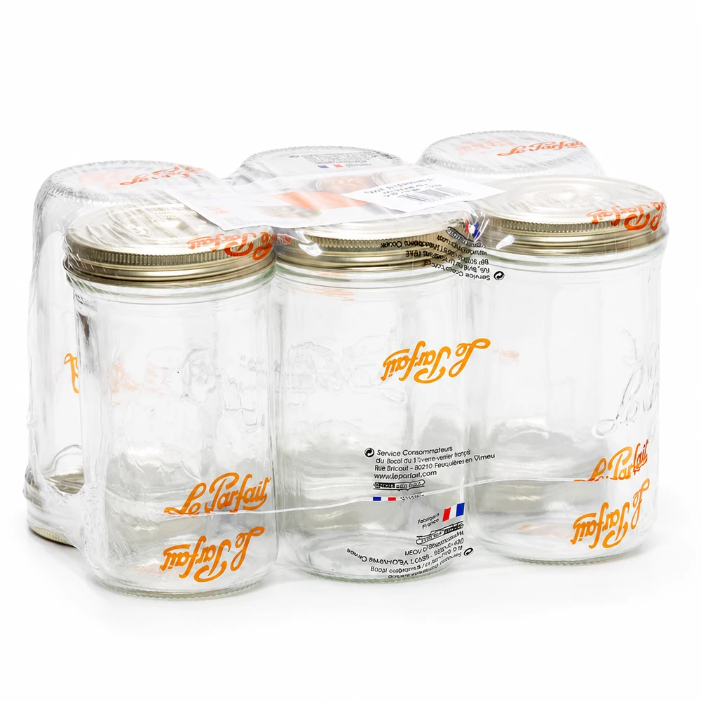 Le Parfait® Familia Wiss 1 kg Ø100 mm pot Le Parfait inmaakpotten 1020ml Familia Wiss met 2-delig dekselsysteem in een verpakking van 6 inmaakpotten uit Frankrijk