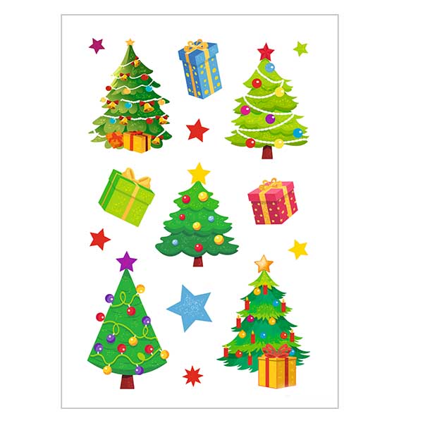 Stickers "Kerstboom" (30 stickers met glitter)