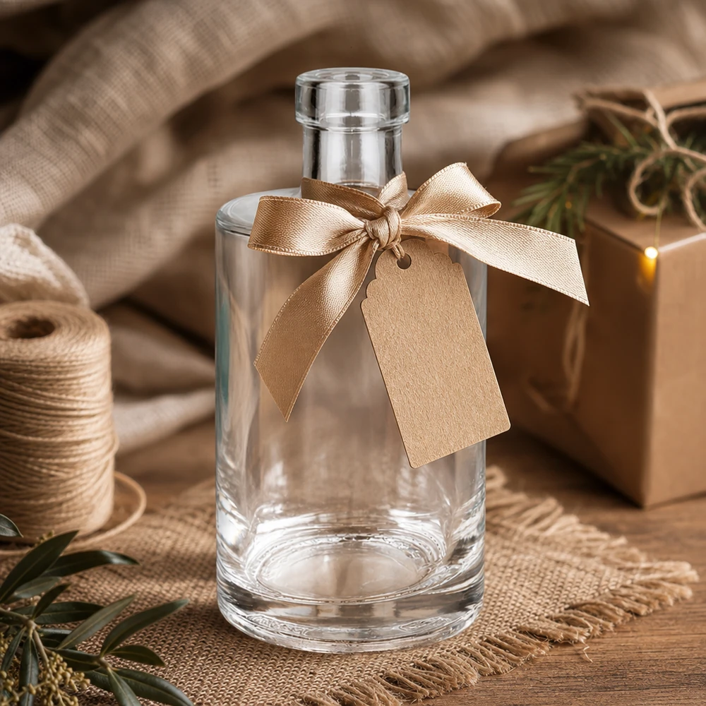 350ml glazen fles Marie met gouden strik en geschenklabel rustieke geschenkverpakking Afbeelding 10 van 10