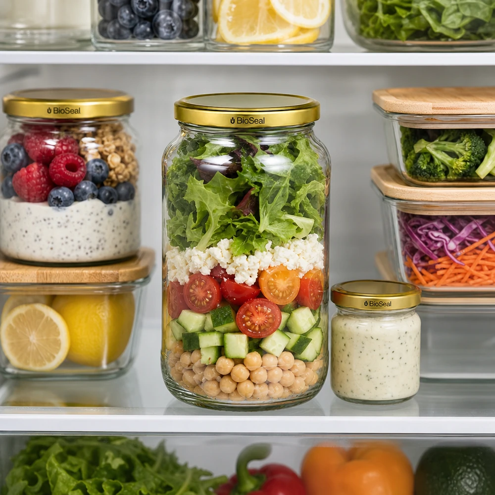UNiTWIST Runda1062 Maaltijdvoorbereider koelkastsalade gelaagde salade TO82 BioSeal Gold deksel voorraadpot vers houden