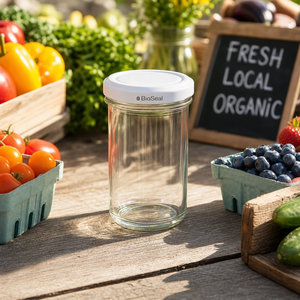 UNiTWIST Sturz230 lege inmaakpot TO66 BioSeal deksel boerenmarkt vers fruit groenten buiten versheid conservering