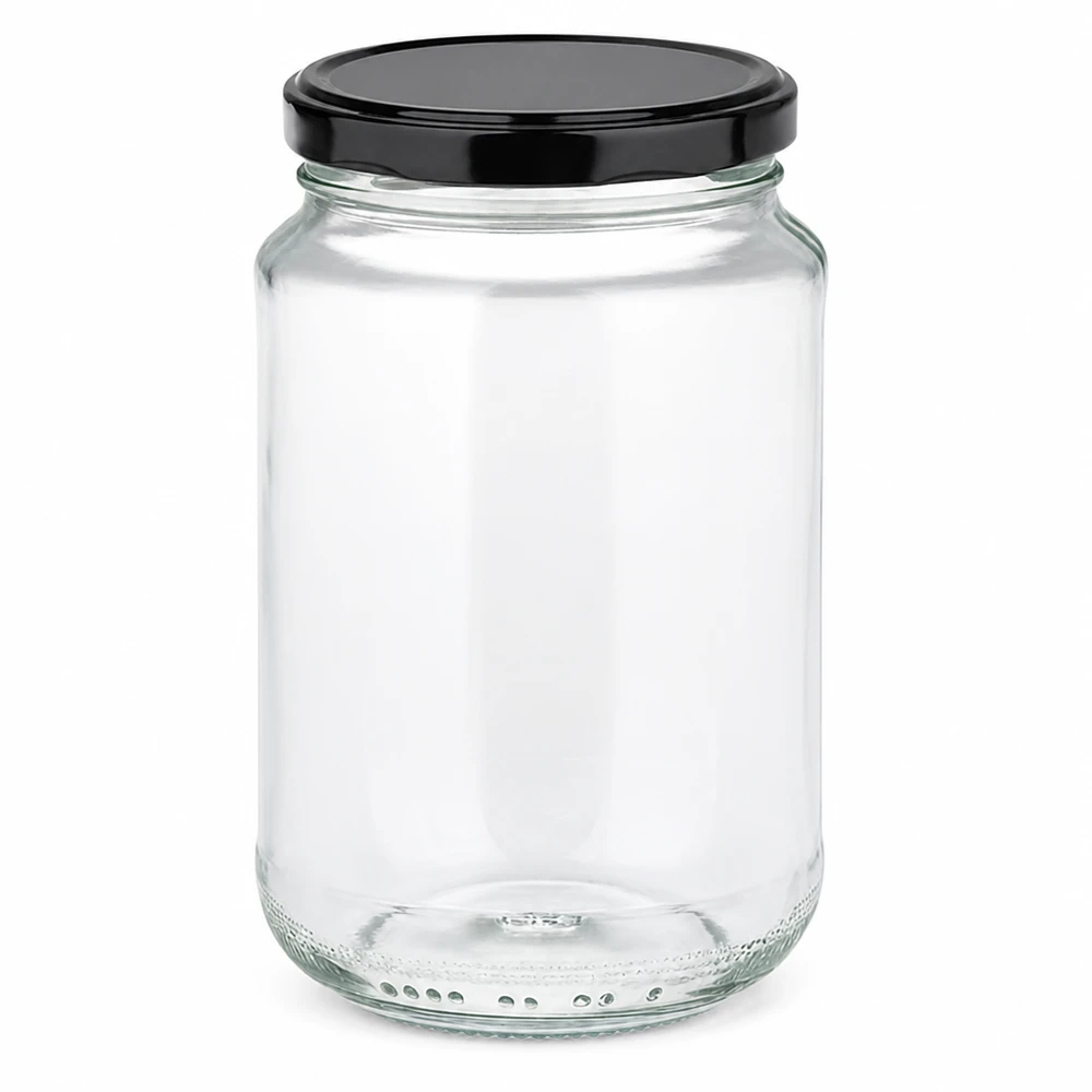 375ml rond glas met BasicSeal deksel zwart UNiTWIST 375ml ronde pot met zwart BasicSeal deksel UN sluiting lege transparante inmaakpot voorraadpot