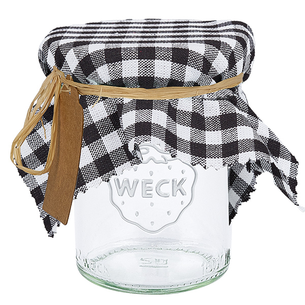 Stoffen doily geblokt wit/zwart 150x150mm vierkant