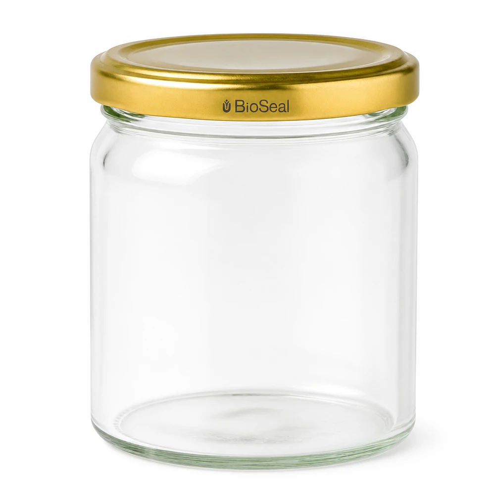 UNiTWIST Runda408 inmaakpot met gouden TO82 BioSeal deksel - ronde glazen pot voor inmaken en bewaren