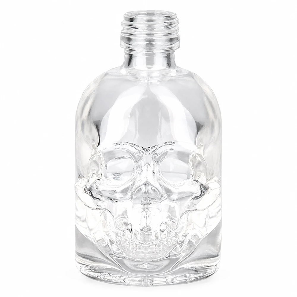50ml glazen fles Hector schedelontwerp zonder dop UNiTWIST transparant voor sterke dranken en verzamelaars