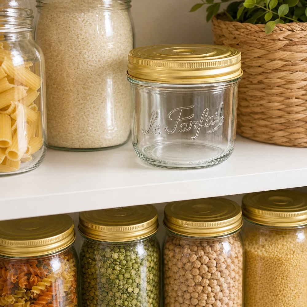 Le Parfait® Familia Wiss 350 g Ø100 mm pot 415ml Familia Wiss bekers met gouden schroefdeksel Le Parfait voor het bewaren van voedsel in de keuken