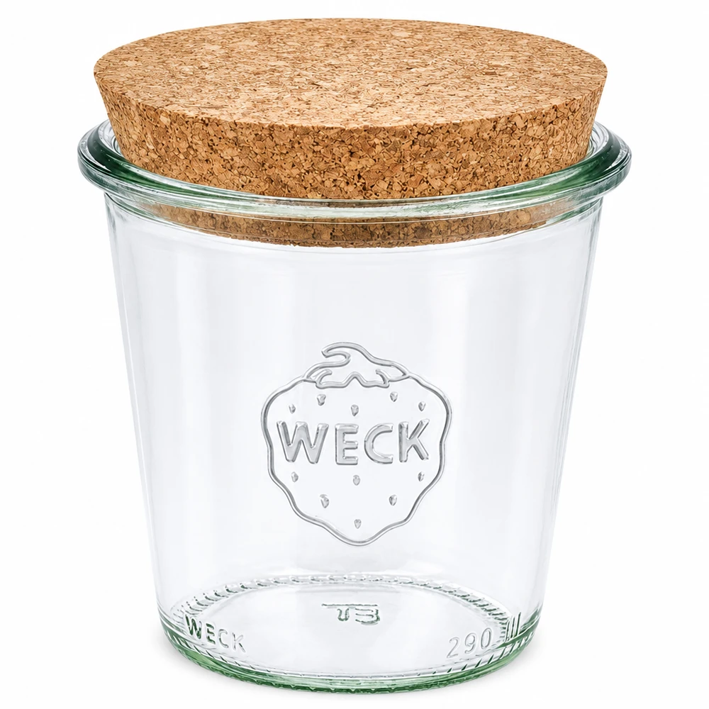 WECK tuimelpot 290ml RR80 met natuurlijk kurkdeksel inmaakpot transparant voor bewaren en conserveren