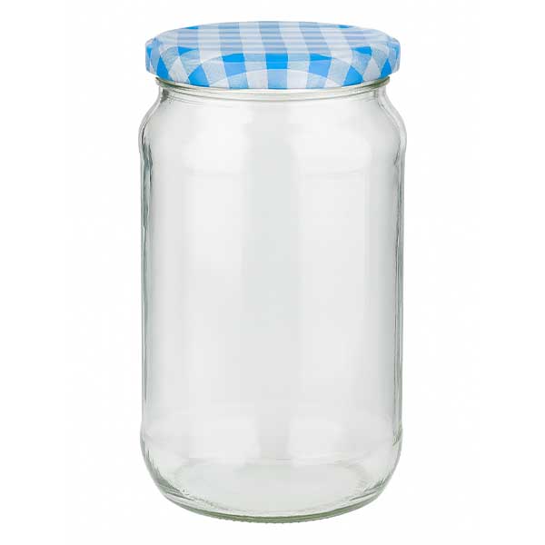 1062ml rond glas met BasicSeal deksel blauw/wit UNiTWIST