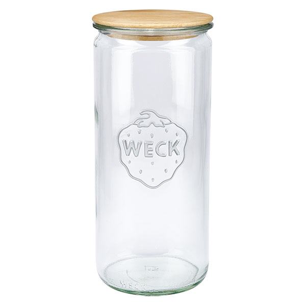 1040ml cilinderglas WECK RR80 met hout deksel