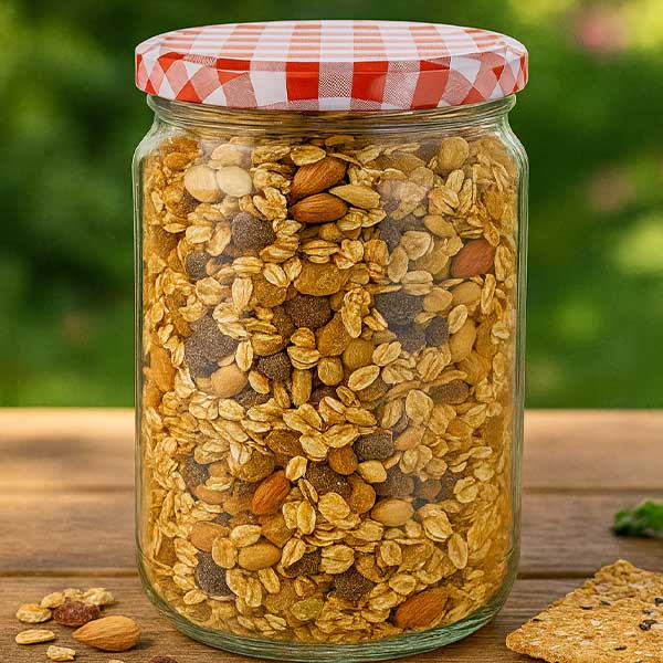 795ml rond glas met BasicSeal deksel rood/wit UNiTWIST