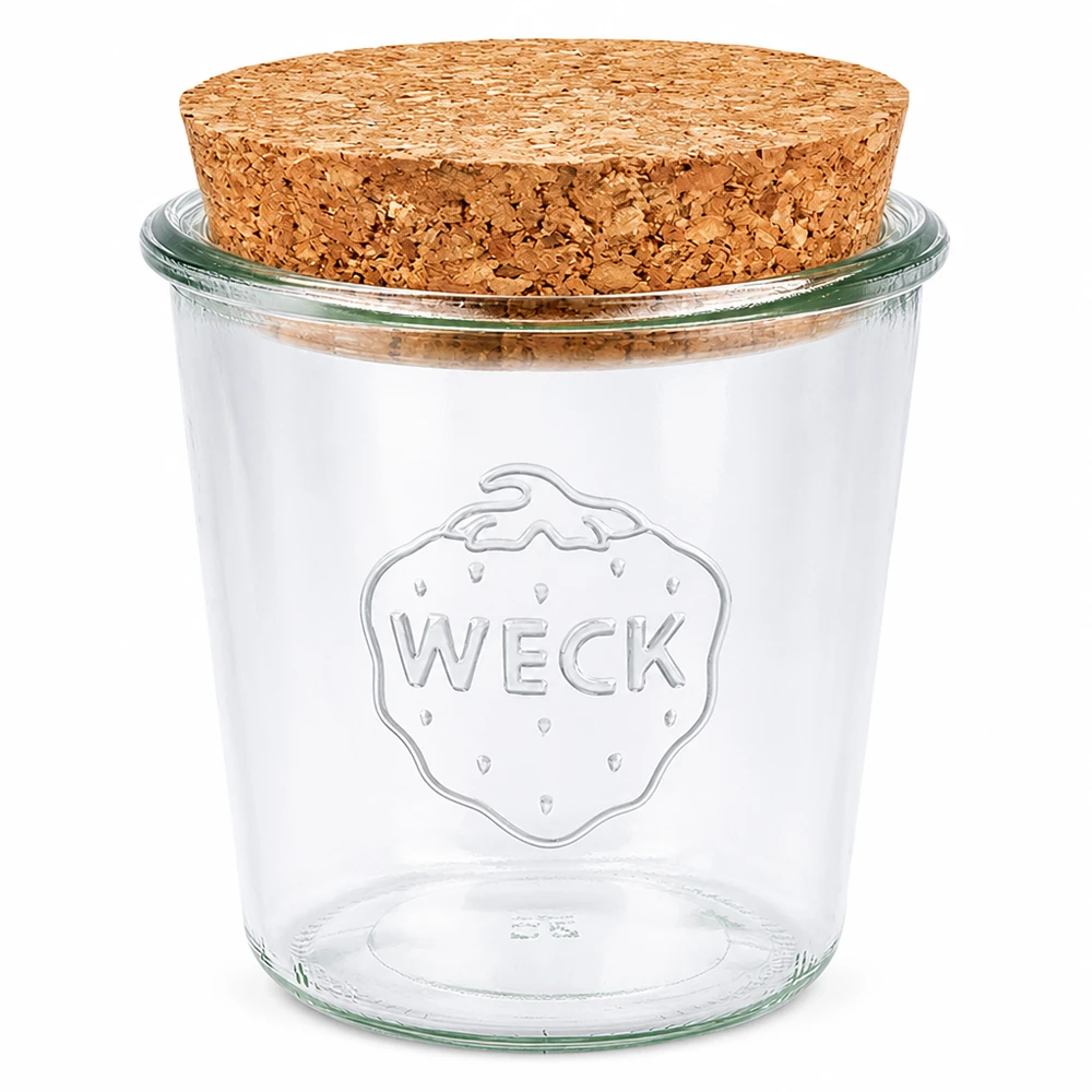 WECK tuimelpot 580ml RR100 met natuurkurk deksel inmaakpot voorraadpot transparant