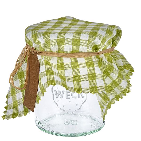 Stoffen lapje voor deksel groen geruit 15cm hoekig Stoffen lapje voor deksel groen geruit 15cm hoekig