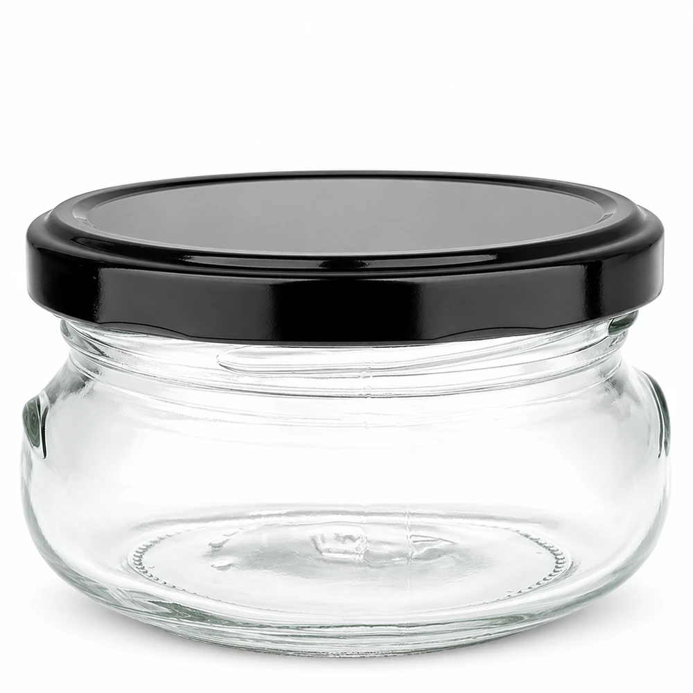 120ml terrine met BasicSeal deksel zwart UNiTWIST 120 ml terrine pot met zwart BasicSeal deksel, lege glazen pot voor conserven en smeersels