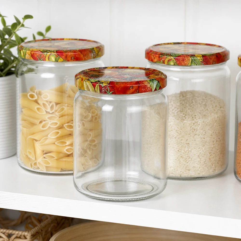 408ml rond glas met BasicSeal deksel Fruit decor UNiTWIST 408ml rond glas met BasicSeal deksel Fruit decor UNiTWIST